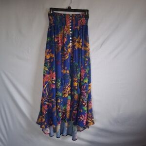 Rachel Blue and Pink High-Low Maxi Skirt for Resort Wear